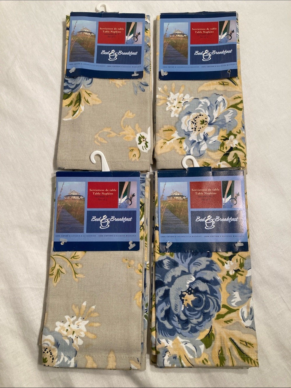 Bed & breakfast 100% cotton Blue Floral Table Napkins 4 set of 2